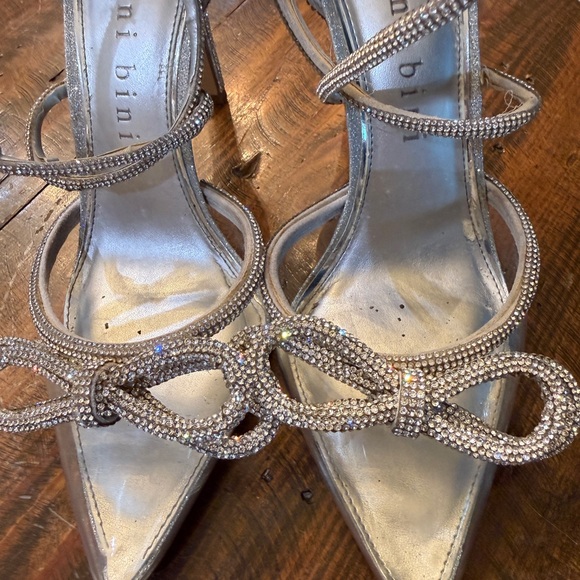Gianni Bini Shoes - Gianni Bini Silver Crystal Strappy Pointed-Toe Heels